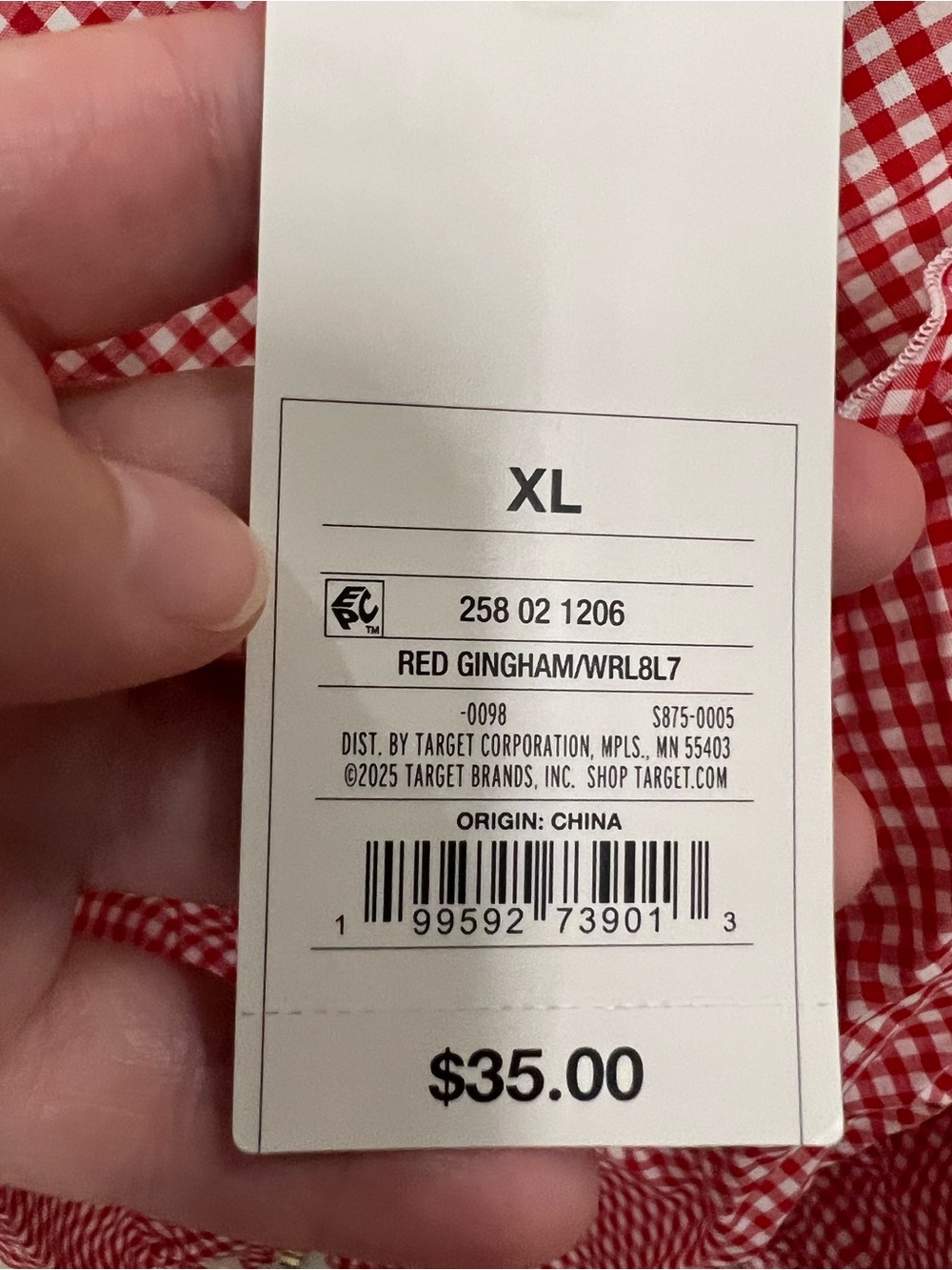 Parke Red Gingham Ruffle Button-Front Blouse NEW Size X-Large - Picture 3 of 4